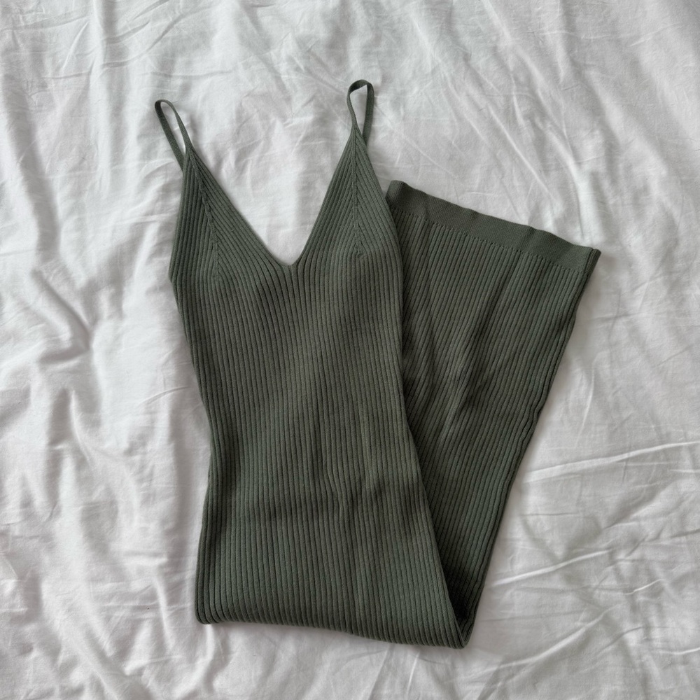 Princess Polly Olive Ribbed Midi Dress - Picture 2 of 3